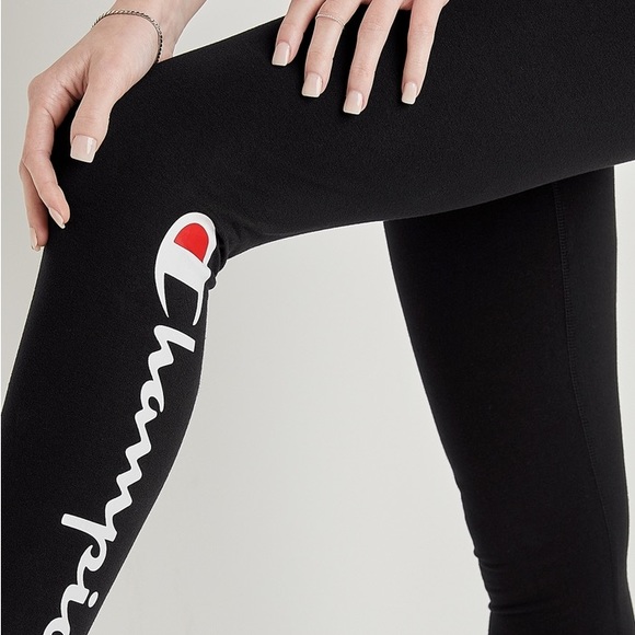 NWT Champion EVERYDAY LEGGINGS, SCRIPT LOGO Black Size XSMALL - Picture 2 of 5